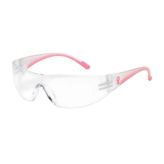 Bouton Optical 250-10-0900 Rimless Safety Glasses With Clear / Pink Temple, Clear Lens And Anti-Scratch Coating 250-10-0900-11222