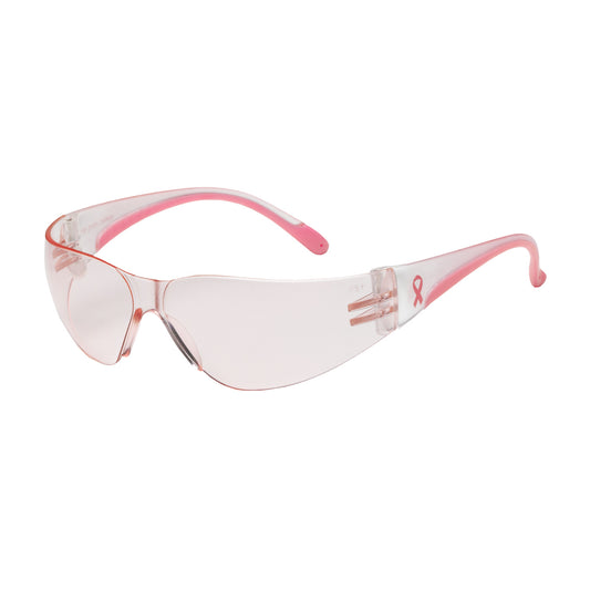 Bouton Optical 250-11-0904 Rimless Safety Glasses with Clear / Pink Temple, Pink Lens and Anti-Scratch Coating
