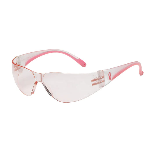 Bouton Optical 250-11-0904 Rimless Safety Glasses With Clear / Pink Temple, Pink Lens And Anti-Scratch Coating 250-11-0904-11227