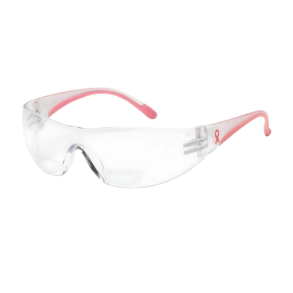 Bouton Optical 250-12-0275 Rimless Safety Readers With Clear / Pink Temple, Clear Lens And Anti-Scratch Coating - +2.75 Diopter 250-12-0275-11237