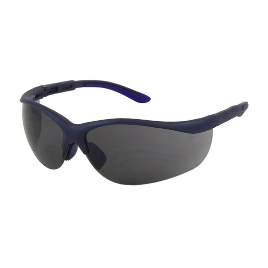 Bouton Optical 250-21-0101 Semi-Rimless Safety Glasses With Blue Frame, Gray Lens And Anti-Scratch Coating 250-21-0101-11245