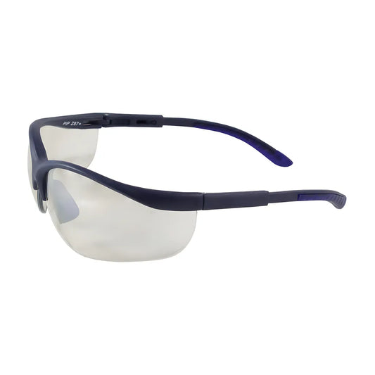 Bouton Optical 250-21-0102 Semi-Rimless Safety Glasses With Blue Frame, I/O Lens And Anti-Scratch Coating 250-21-0102-11246