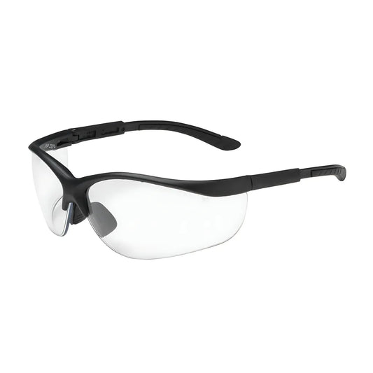 Bouton Optical 250-21-0400 Semi-Rimless Safety Glasses With Black Frame, Clear Lens And Anti-Scratch Coating 250-21-0400-11249