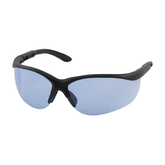 Bouton Optical 250-21-0403 Semi-Rimless Safety Glasses With Black Frame, Light Blue Lens And Anti-Scratch Coating 250-21-0403-11253