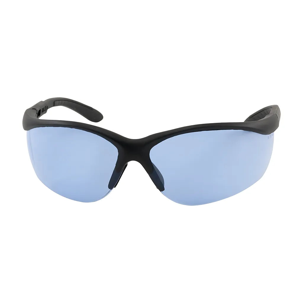 Bouton Optical 250-21-0403 Semi-Rimless Safety Glasses With Black Frame, Light Blue Lens And Anti-Scratch Coating 250-21-0403-11254