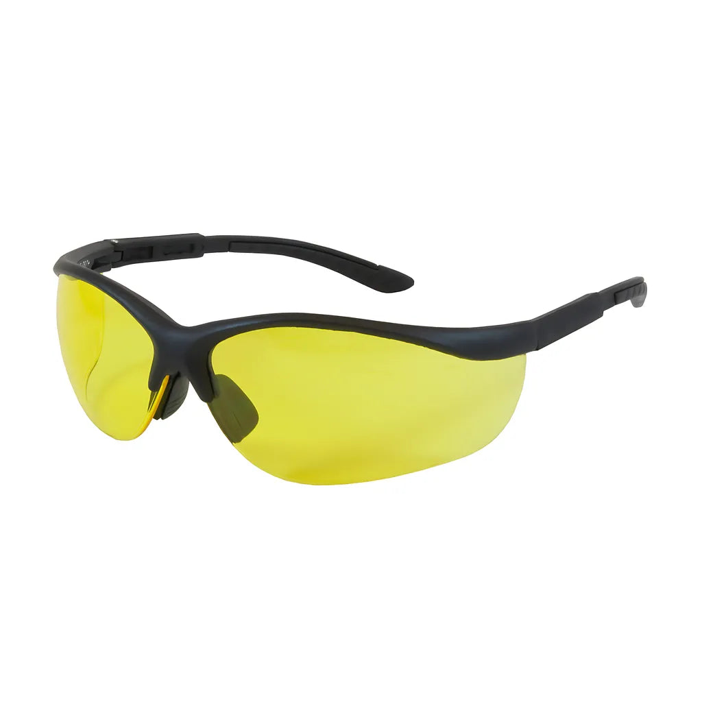 Bouton Optical 250-21-0409 Semi-Rimless Safety Glasses With Black Frame, Amber Lens And Anti-Scratch Coating 250-21-0409-11255