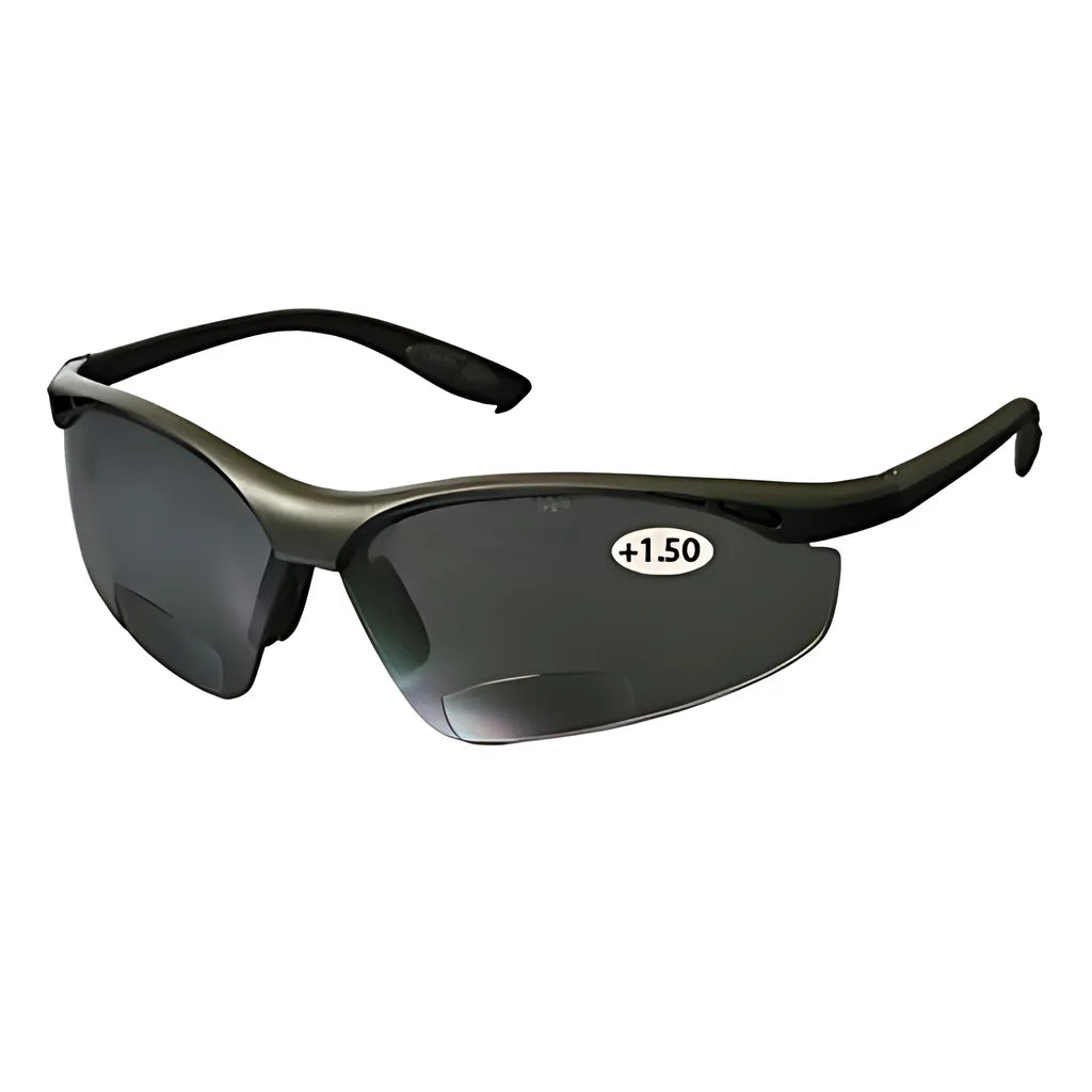 Bouton Optical 250-25-0115 Semi-Rimless Safety Readers With Black Frame, Gray Lens And Anti-Scratch Coating - +1.50 Diopter 250-25-0115-11268