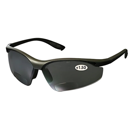 Bouton Optical 250-25-0115 Semi-Rimless Safety Readers With Black Frame, Gray Lens And Anti-Scratch Coating - +1.50 Diopter 250-25-0115-11268