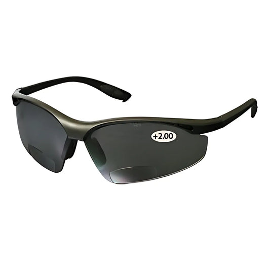 Bouton Optical 250-25-0120 Semi-Rimless Safety Readers With Black Frame, Gray Lens And Anti-Scratch Coating - +2.00 Diopter 250-25-0120-11269