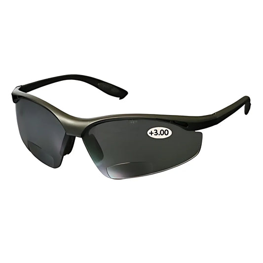 Bouton Optical 250-25-0130 Semi-Rimless Safety Readers With Black Frame, Gray Lens And Anti-Scratch Coating - +3.00 Diopter 250-25-0130-11271