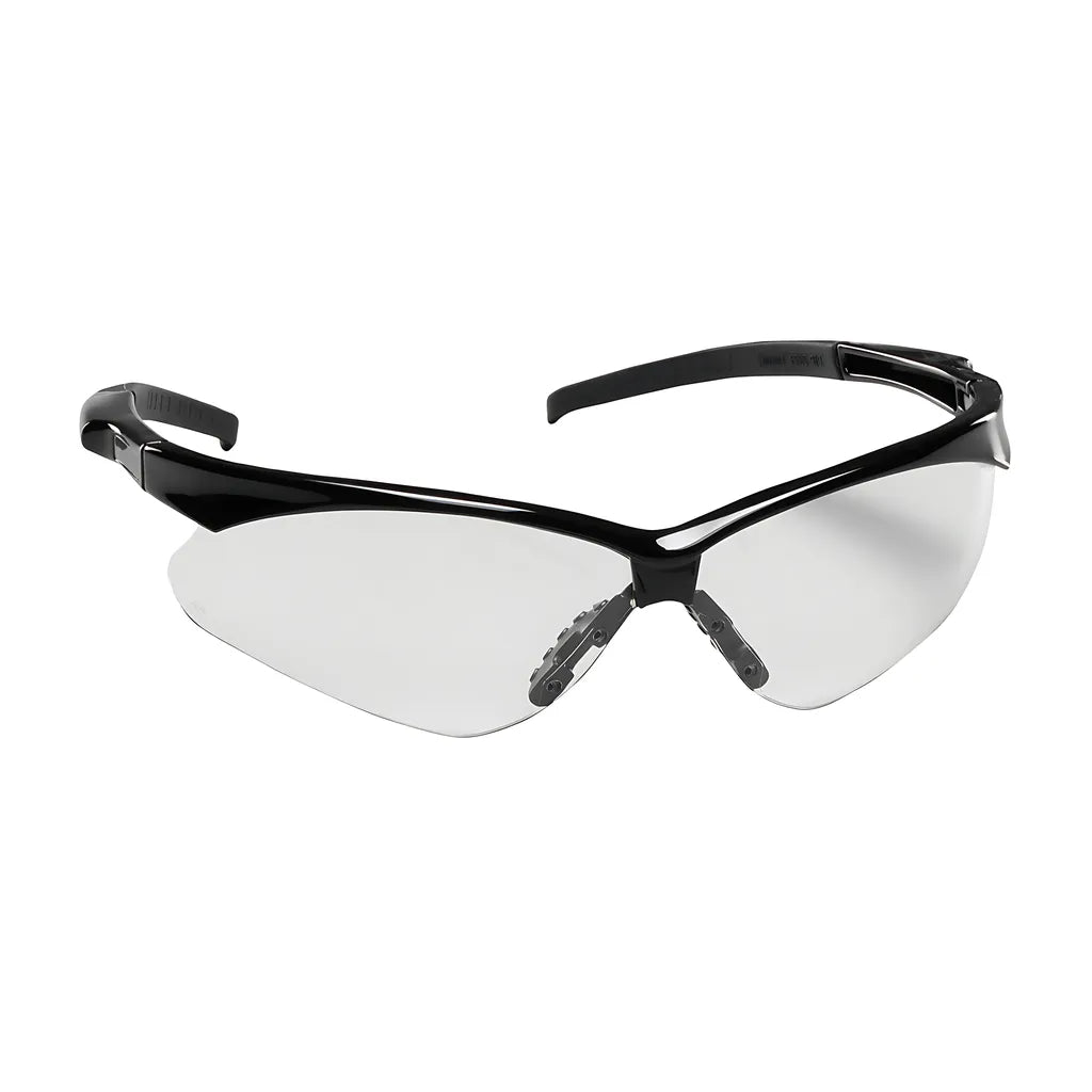 Bouton Optical 250-28-0000 Semi-Rimless Safety Glasses With Black Frame, Clear Lens And Anti-Scratch Coating 250-28-0000-11295