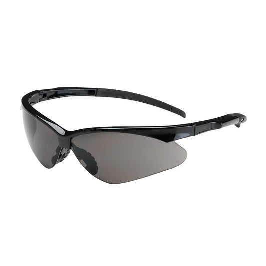 Bouton Optical 250-28-0001 Semi-Rimless Safety Glasses With Black Frame, Gray Lens And Anti-Scratch Coating 250-28-0001-11298