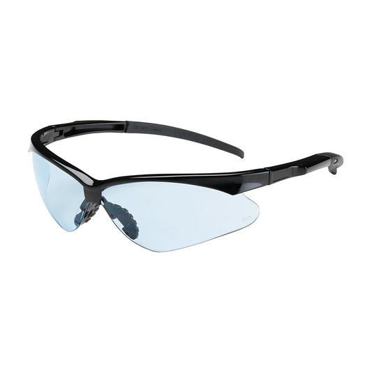 Bouton Optical 250-28-0003 Semi-Rimless Safety Glasses With Black Frame, Light Blue Lens And Anti-Scratch Coating 250-28-0003-11299