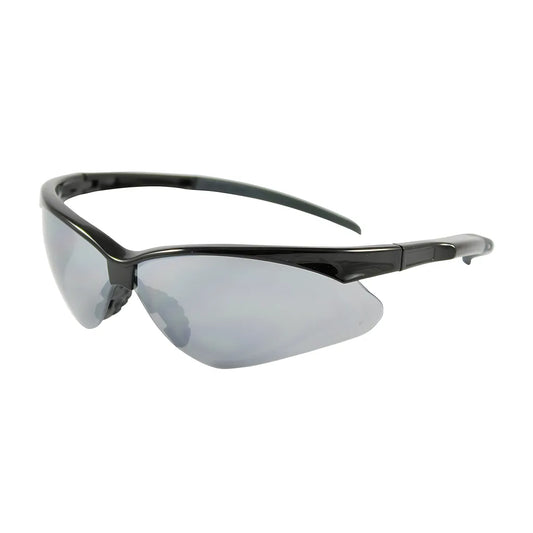 Bouton Optical 250-28-0006 Semi-Rimless Safety Glasses With Black Frame, Silver Mirror Lens And Anti-Scratch Coating 250-28-0006-11301