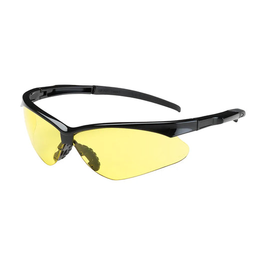 Bouton Optical 250-28-0009 Semi-Rimless Safety Glasses With Black Frame, Amber Lens And Anti-Scratch Coating 250-28-0009-11302