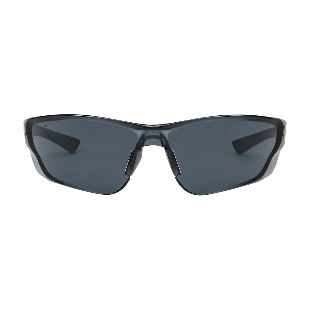Bouton Optical 250-32-0021 Rimless Safety Glasses With Gloss Black Temple, Gray Lens And Anti-Scratch / Anti-Fog Coating 250-32-0021-11308