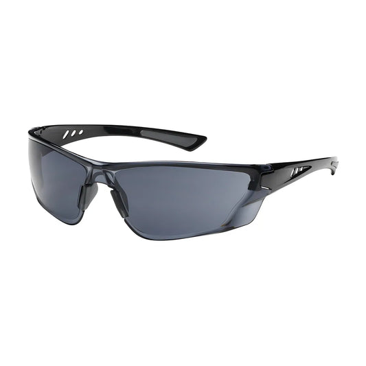 Bouton Optical 250-32-0521 Rimless Safety Glasses With Gloss Black Temple, Gray Lens And Anti-Scratch / Fogless 3Sixty Coating 250-32-0521-11314