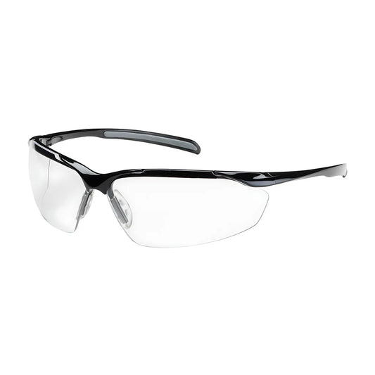 Bouton Optical 250-33-0010 Semi-Rimless Safety Glasses With Gloss Black Frame, Clear Lens And Anti-Scratch / Anti-Reflective Coating 250-33-0010-11316