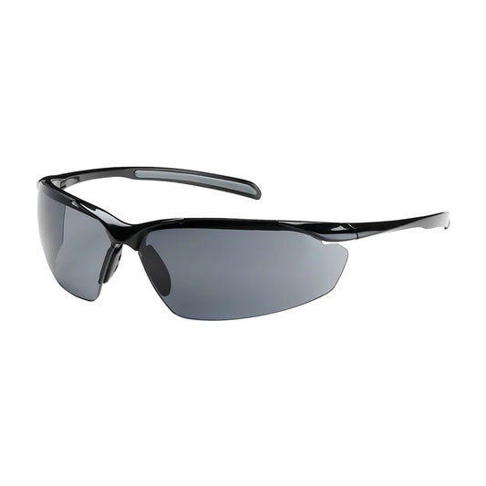 Bouton Optical 250-33-0021 Semi-Rimless Safety Glasses With Gloss Black Frame, Gray Lens And Anti-Scratch / Anti-Fog Coating 250-33-0021-11318