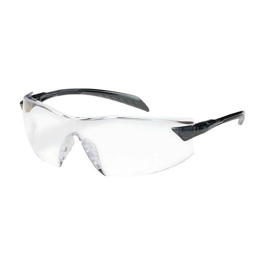 Bouton Optical 250-45-0010 Rimless Safety Glasses With Gray Temple, Clear Lens And Anti-Scratch / Anti-Reflective Coating 250-45-0010-11336