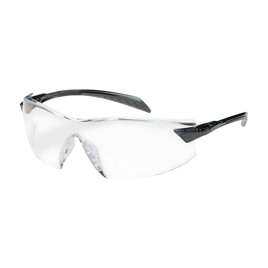 Bouton Optical 250-45-0020 Rimless Safety Glasses With Gray Temple, Clear Lens And Anti-Scratch / Anti-Fog Coating 250-45-0020-11333