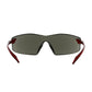 Bouton Optical 250-45-1021 Rimless Safety Glasses With Red Temple, Gray Lens And Anti-Scratch / Anti-Fog Coating 250-45-1021-11340