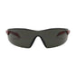 Bouton Optical 250-45-1021 Rimless Safety Glasses With Red Temple, Gray Lens And Anti-Scratch / Anti-Fog Coating 250-45-1021-11342
