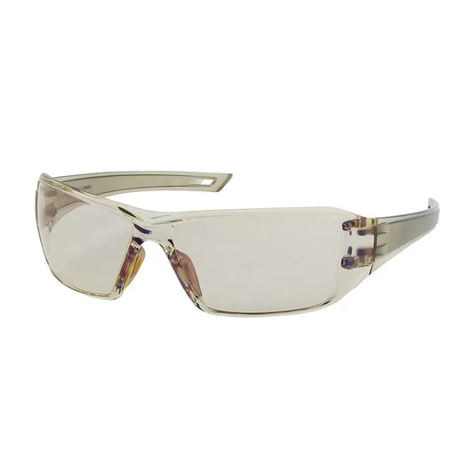 Bouton Optical 250-46-0226 Rimless Safety Glasses With Clear Temple, I/O Blue Lens And Anti-Scratch / Anti-Fog Coating 250-46-0226-11347