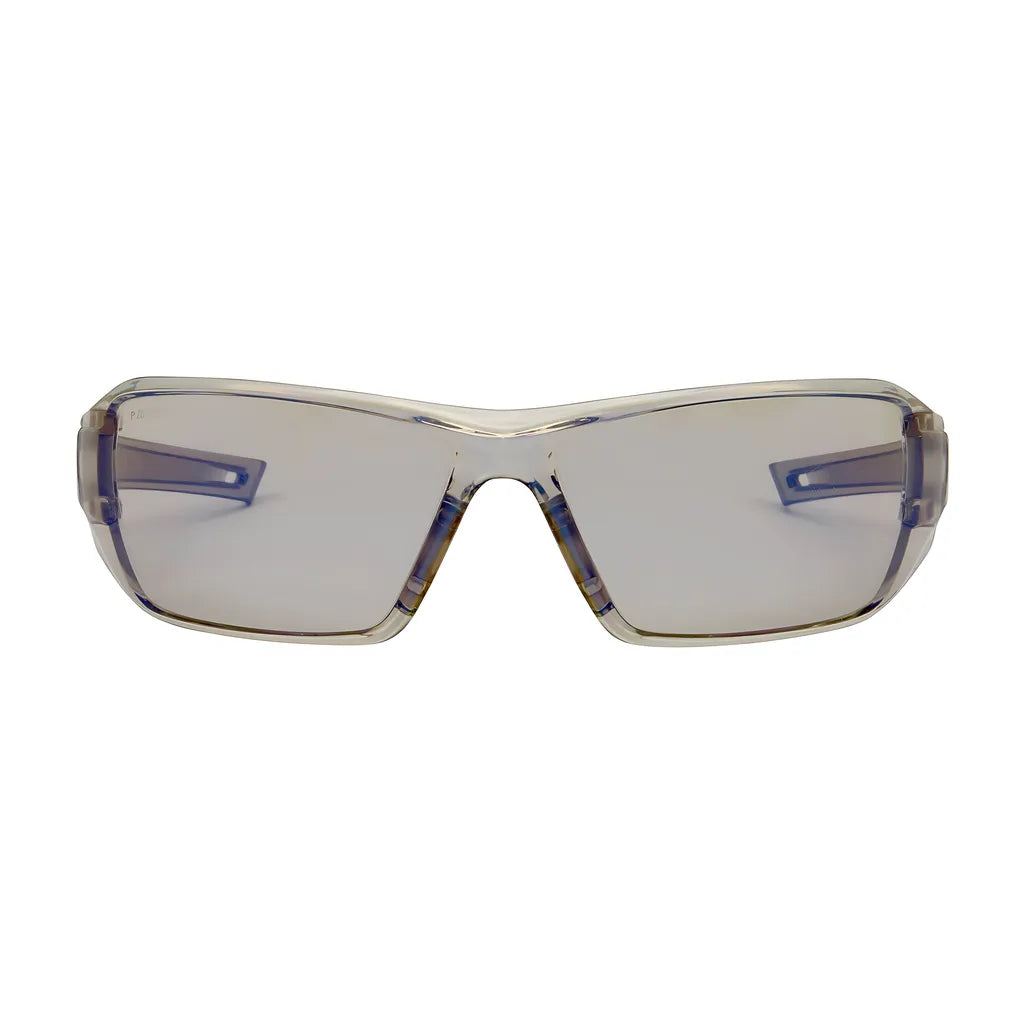 Bouton Optical 250-46-0226 Rimless Safety Glasses With Clear Temple, I/O Blue Lens And Anti-Scratch / Anti-Fog Coating 250-46-0226-11350