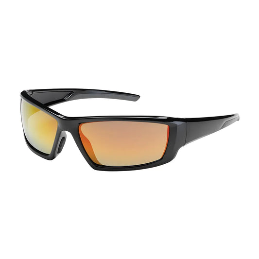 Bouton Optical 250-47-0004 Full Frame Safety Glasses With Black Frame, Red Mirror Plus Lens And Anti-Scratch / Anti-Reflective Coating 250-47-0004-11352