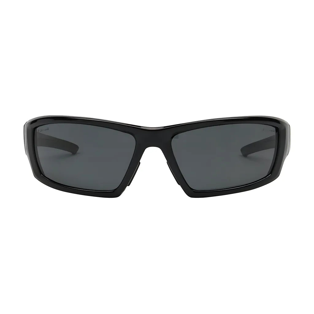Bouton Optical 250-47-0041 Full Frame Safety Glasses With Black Frame, Polarized Gray Lens And Anti-Scratch / Anti-Fog Coating 250-47-0041-11360