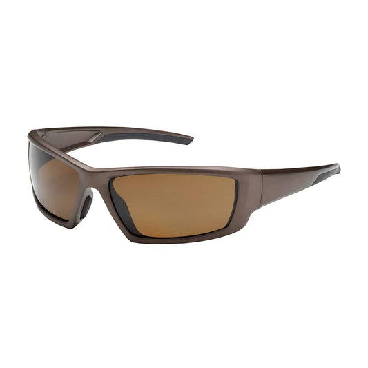 Bouton Optical 250-47-1042 Full Frame Safety Glasses With Brown Frame, Polarized Brown Lens And Anti-Scratch / Anti-Fog Coating 250-47-1042-11364
