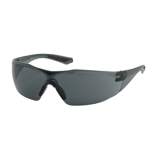 Bouton Optical 250-49-0521 Rimless Safety Glasses With Clear Temple, Gray Lens And Fogless 3Sixty Coating 250-49-0521-11370