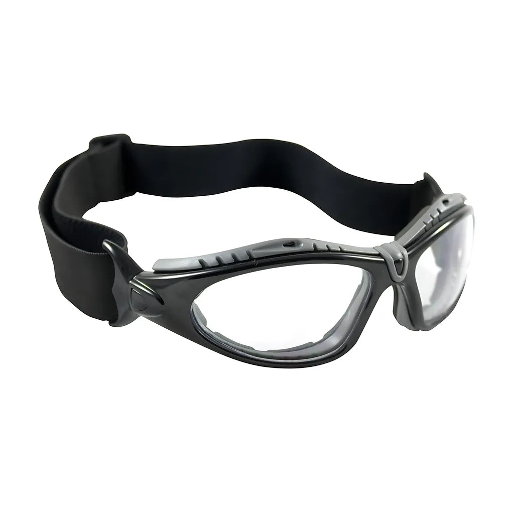 Bouton Optical 250-50-0520 Full Frame Safety Glasses With Black Frame, Foam Padding, Clear Lens And Anti-Scratch / Fogless 3Sixty Coating 250-50-0520-11384