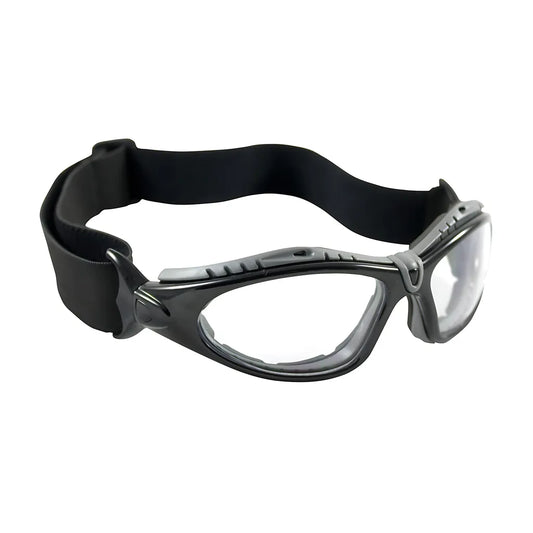 Bouton Optical 250-50-0520 Full Frame Safety Glasses With Black Frame, Foam Padding, Clear Lens And Anti-Scratch / Fogless 3Sixty Coating 250-50-0520-11384
