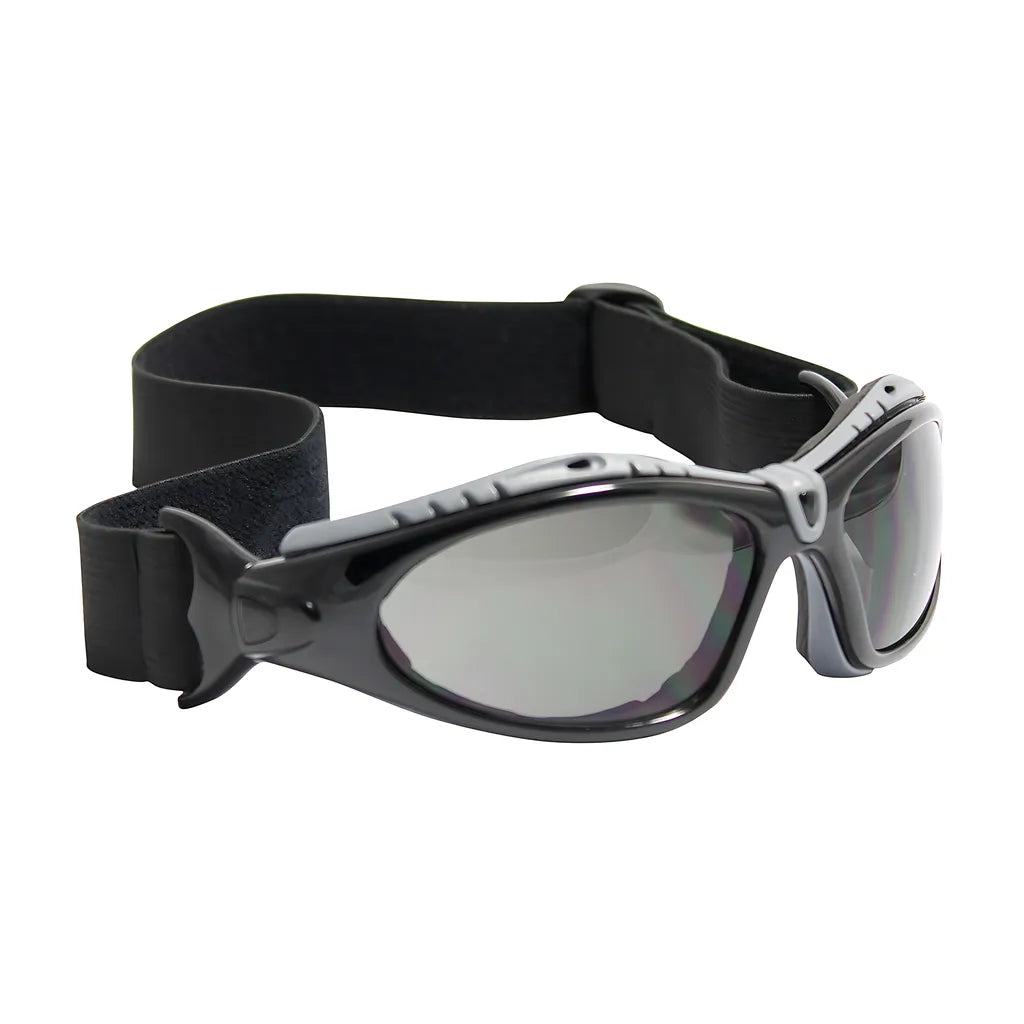 Bouton Optical 250-50-0521 Full Frame Safety Glasses With Black Frame, Foam Padding, Gray Lens And Anti-Scratch / Fogless 3Sixty Coating 250-50-0521-11389