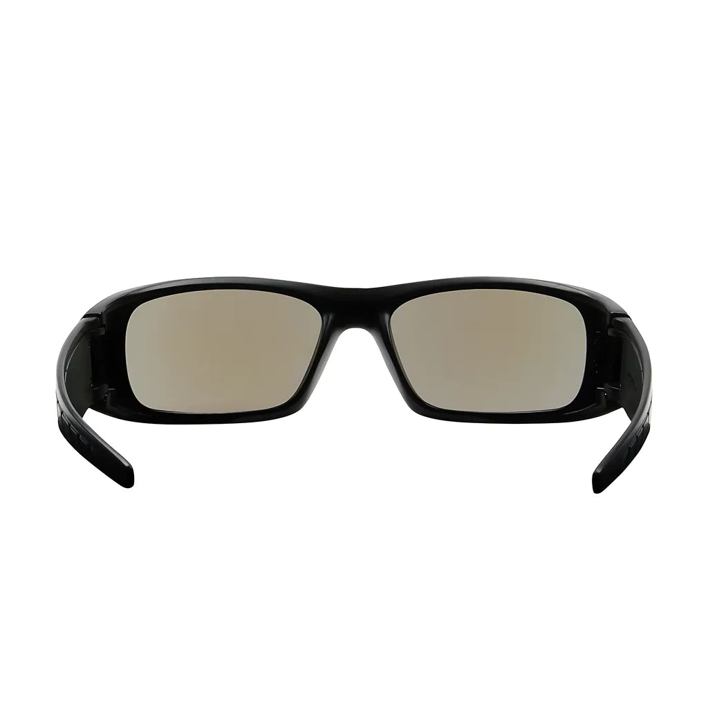 Bouton Optical 250-53-0006 Full Frame Safety Glasses With Black Frame, Blue Mirror Plus Lens And Anti-Scratch / Anti-Reflective Coating 250-53-0006-11397