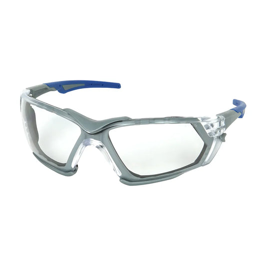 Bouton Optical 250-54-0020 Rimless Safety Glasses With Gray Frame, Clear Lens, Foam Padding And Anti-Scratch / Anti-Fog Coating 250-54-0020-11405