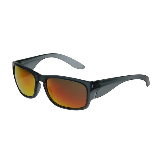 Bouton Optical 250-57-0004 Full Frame Safety Glasses With Translucent Charcoal Frame, Red Mirror Plus Lens And Anti-Scratch / Anti-Reflective Coating 250-57-0004-11412