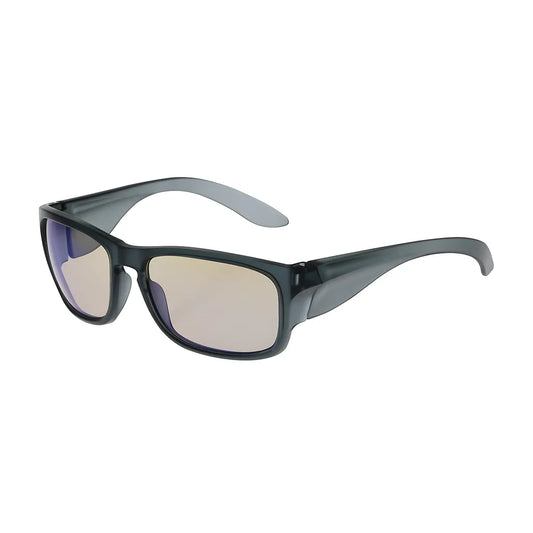 Bouton Optical 250-57-0226 Full Frame Safety Glasses With Translucent Charcoal Frame, I/O Blue Lens And Anti-Scratch / Anti-Fog Coating 250-57-0226-11414