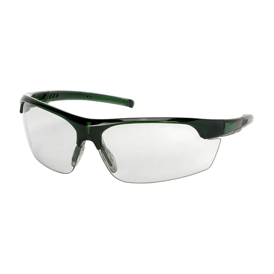 Bouton Optical 250-58-0551 Semi-Rimless Safety Glasses With Green Frame, Light Gray Lens And Fogless 3Sixty Coating 250-58-0551-11417
