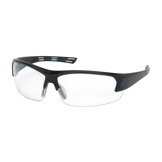 Bouton Optical 250-59-0520 Semi-Rimless Safety Glasses With Dark Blue Frame, Clear Lens And Fogless 3Sixty Coating 250-59-0520-11418
