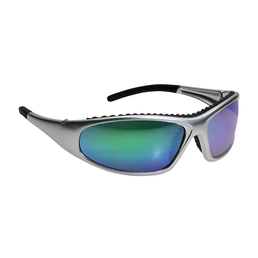 Bouton Optical 250-60-0630 Full Frame Safety Glasses With Silver / Green Frame, Green Mirror Lens And Anti-Scratch / Anti-Fog Coating 250-60-0630-11424