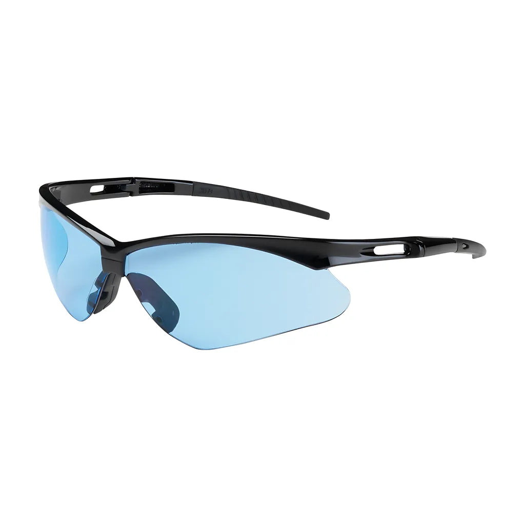 Bouton Optical 250-An-10113 Semi-Rimless Safety Glasses With Black Frame, Light Blue Lens And Anti-Scratch Coating 250-AN-10113-11454