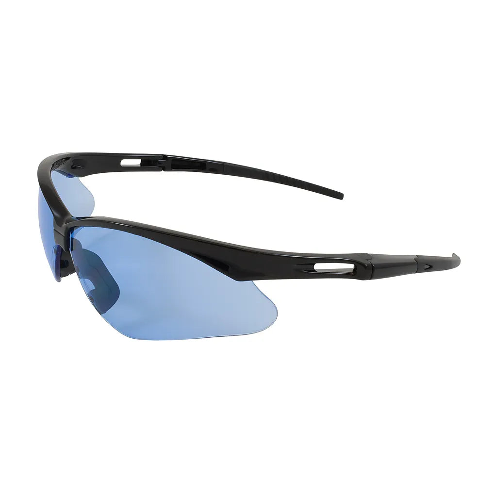 Bouton Optical 250-An-10113 Semi-Rimless Safety Glasses With Black Frame, Light Blue Lens And Anti-Scratch Coating 250-AN-10113-11455