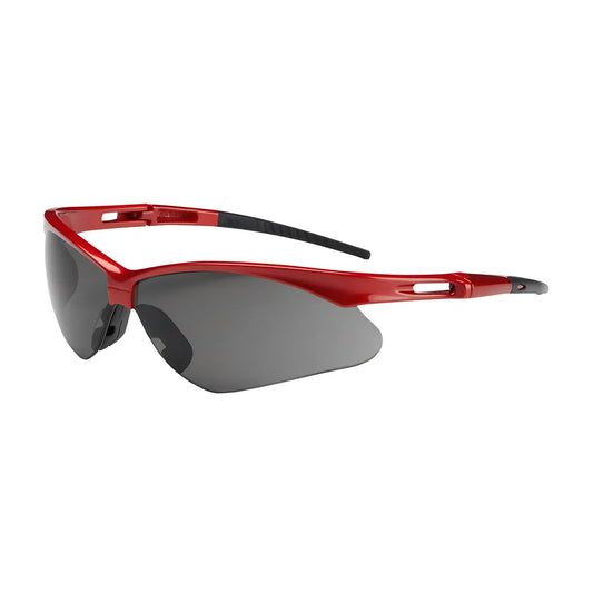 Bouton Optical 250-An-10117 Semi-Rimless Safety Glasses With Red Frame, Gray Lens And Anti-Scratch Coating 250-AN-10117-11462
