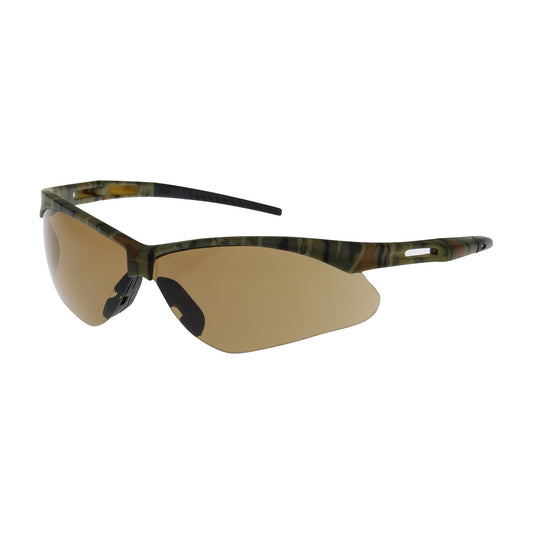 Bouton Optical 250-AN-10124 Semi-Rimless Safety Glasses with Camouflage Frame, Brown Lens and Anti-Fog / Anti-Scratch Coating