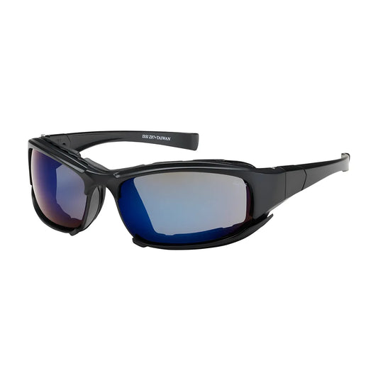 Bouton Optical 250-Ce-10093 Full Frame Safety Glasses With Black Frame, Rubber Foam Padding, Blue Mirror Lens And Anti-Scratch / Anti-Fog Coating 250-CE-10093-11507