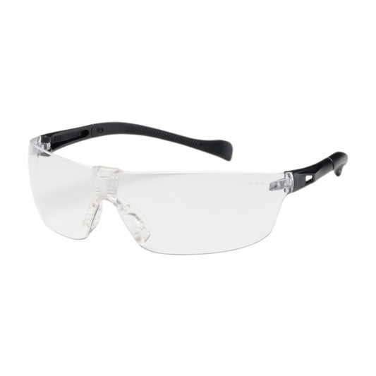 Bouton Optical 250-MT-10071 Rimless Safety Glasses with Black Temple, Clear Lens and Anti-Scratch / Anti-Fog Coating