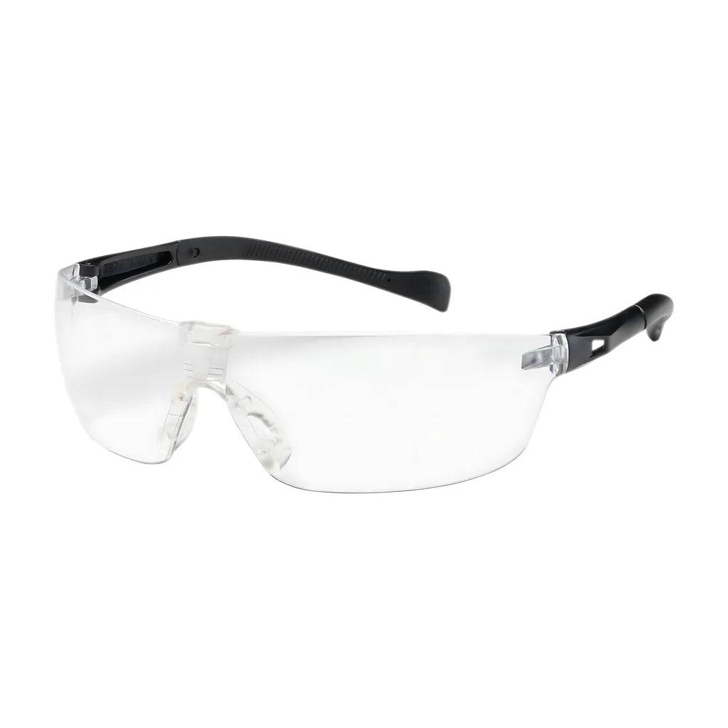 Bouton Optical 250-Mt-10071 Rimless Safety Glasses With Black Temple, Clear Lens And Anti-Scratch / Anti-Fog Coating 250-MT-10071-11518